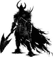 ai généré silhouette viking guerrier dans mmorpg Jeu noir Couleur seulement vecteur