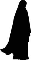 ai généré silhouette femmes hijab plein corps noir Couleur seulement vecteur