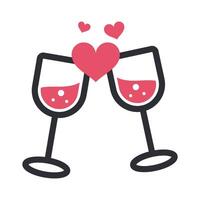 du vin à votre santé pour Valentin fête icône vecteur
