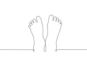 mignonne pieds vue de les propriétaires visage - un ligne dessin vecteur. le concept de femelle jambes ou jambes de une adolescent vecteur