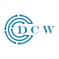 DCW lettre conception. DCW lettre La technologie logo conception sur blanc Contexte. vecteur