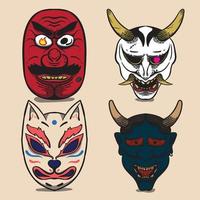 illustration de masques du japon vecteur
