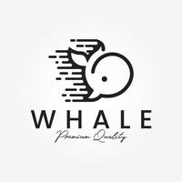 baleine océan ligne art logo vecteur minimaliste illustration conception, mer baleine logo conception