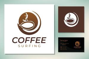café haricot avec surfeur vecteur