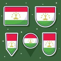 le tadjikistan nationale drapeau dessin animé vecteur icône mascotte paquet packs. asiatique pays drapeau collection modèle