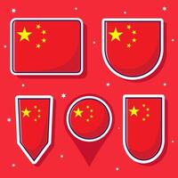 Chine nationale drapeau dessin animé vecteur icône mascotte paquet packs. asiatique pays drapeau collection modèle