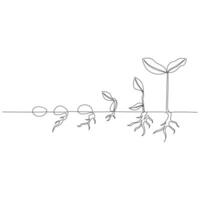 un ligne dessin plante croissance En traitement contour vecteur illustration