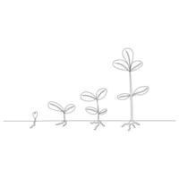 un ligne dessin plante croissance En traitement contour vecteur illustration