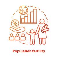 icône de concept de fertilité de la population. illustration de la ligne mince idée taux de natalité en rouge. contrôle des naissances dans différents pays. Parentalité planifiée. manque de ressources. dessin de contour isolé de vecteur