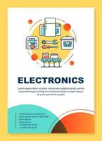 mise en page du modèle d'affiche de l'industrie électronique. appareil, technologie de production. bannière, brochure, conception d'impression de dépliant avec des icônes linéaires. mises en page de brochures vectorielles pour magazines, dépliants publicitaires vecteur