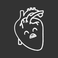 icône de craie d'anatomie de coeur humain triste. maladies du système cardiovasculaire. organe interne malsain. illustration de tableau de vecteur isolé