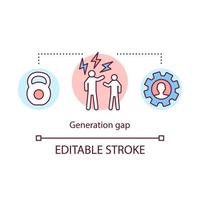 icône de concept d'écart de génération. la gestion des conflits. Règlement des différends. discussion domestique. illustration de ligne mince idée querelle de famille. dessin de contour isolé de vecteur. trait modifiable vecteur