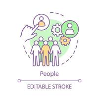 icône de concept de personnes. illustration de ligne mince idée hr. ressources humaines. personnel, personnel. travail en équipe. dessin de contour isolé de vecteur. trait modifiable vecteur
