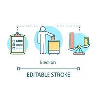 icône de concept d'élections. élection, illustration de la fine ligne de l'idée du jour du référendum. choisir parmi les candidats politiques, les partis. l'opinion publique et le choix. dessin de contour isolé de vecteur. trait modifiable vecteur