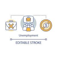 icône de concept de chômage. illustration de ligne mince idée de chômage. perte d'emploi. chômeurs, chômeurs. la réduction des effectifs et le licenciement des employés. dessin de contour isolé de vecteur. trait modifiable vecteur