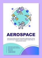 mise en page du modèle d'affiche de l'industrie aérospatiale. cosmos, exploration de l'espace. bannière, brochure, conception d'impression de dépliant avec des icônes linéaires. mises en page de brochures vectorielles pour magazines, dépliants publicitaires vecteur