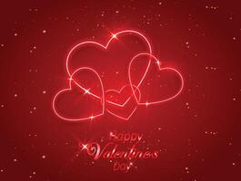 vecteur de content valentines journée avec clignotant cœur et rouge Contexte conception.