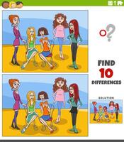 différences activité avec dessin animé Jeune femmes groupe vecteur