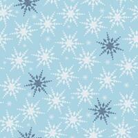 sans couture Noël modèle avec blanc flocons de neige sur bleu Contexte. hiver décoration. vecteur