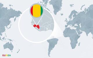 monde carte centré sur Amérique avec agrandie Guinée. vecteur