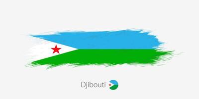 drapeau de Djibouti, grunge abstrait brosse accident vasculaire cérébral sur gris Contexte. vecteur