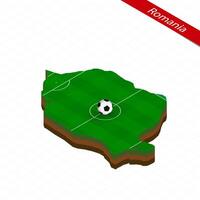 isométrique carte de Roumanie avec football champ. Football Balle dans centre de Football terrain. vecteur