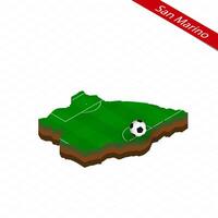 isométrique carte de san marino avec football champ. Football Balle dans centre de Football terrain. vecteur