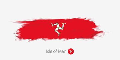 drapeau de île de homme, grunge abstrait brosse accident vasculaire cérébral sur gris Contexte. vecteur