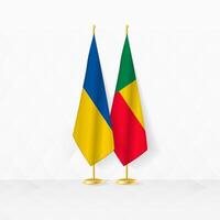 Ukraine et Bénin drapeaux sur drapeau rester, illustration pour diplomatie et autre réunion entre Ukraine et bénin. vecteur