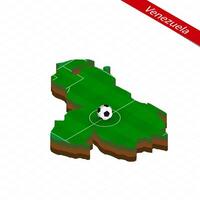 isométrique carte de Venezuela avec football champ. Football Balle dans centre de Football terrain. vecteur