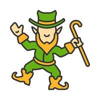 icône de couleur de lutin. personnage de la mythologie irlandaise. symbole de la Saint-Patrick. illustration vectorielle isolée vecteur