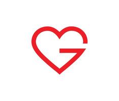 lettre g l'amour concept logo modèle vecteur