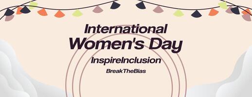 international aux femmes journée bannière. moderne géométrique Contexte dans coloré style pour femmes journée. content aux femmes journée salutation carte couverture avec texte. content monde aux femmes journée 2024 pour inspirer inclusion vecteur