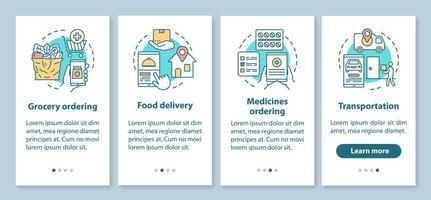 services de commande d'écran de page d'application mobile d'intégration avec des concepts linéaires. Instructions graphiques étape par étape de l'industrie du transport commercial. modèle vectoriel ux, ui, gui avec illustrations