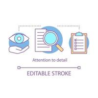 attention à l'icône de concept de détail. illustration de fine ligne d'idée de compétences non techniques hr. recherche. vision créative. minutie. dessin de contour isolé de vecteur. trait modifiable vecteur