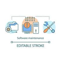icône de concept de maintenance logicielle. réparer les défauts du programme, corriger les défauts. réparation d'ordinateur, idée d'installation du système d'exploitation illustration en ligne mince. dessin de contour isolé de vecteur. trait modifiable vecteur