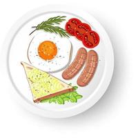 petit déjeuner sain avec du pain et des œufs au plat et de la viande