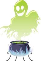 esprit fantôme vert avec pot de potion vecteur