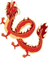 chinois folklore dragon avec d'or ligne vecteur