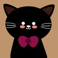 illustration de une noir chat portant une attacher avec mignonne écriture. mignonne fonds d'écran, arrière-plans et cartes vecteur