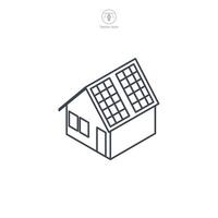 maison avec solaire panneau icône symbole vecteur illustration isolé sur blanc Contexte