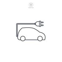 électrique voiture avec prise de courant icône symbole vecteur illustration isolé sur blanc Contexte