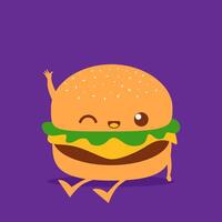 personnage de dessin animé de hamburger vecteur