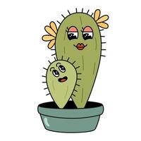 mignonne sensationnel cactus, mère et enfant dessin animé personnages. vecteur illustration