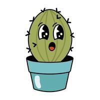 mignonne sensationnel cactus dessin animé personnage. vecteur illustration