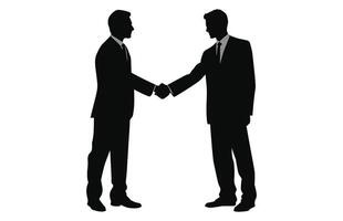 deux silhouette homme d'affaire main secouer, affaires homme poignée de main accord concept plat vecteur illustration