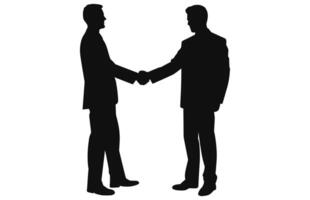 deux silhouette homme d'affaire main secouer, affaires homme poignée de main accord concept plat vecteur illustration