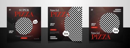 restaurant Pizza menu social médias Publier modèle vecteur