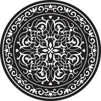 vecteur rond floral monochrome classique ornement. grec méandre. motifs de Grèce et ancien Rome. européen frontière dans une cercle. blanc sur noir Contexte