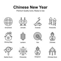 saisir cette incroyable et unique chinois Nouveau année icône ensemble, prêt à utilisation dans sites Internet et mobile applications vecteur